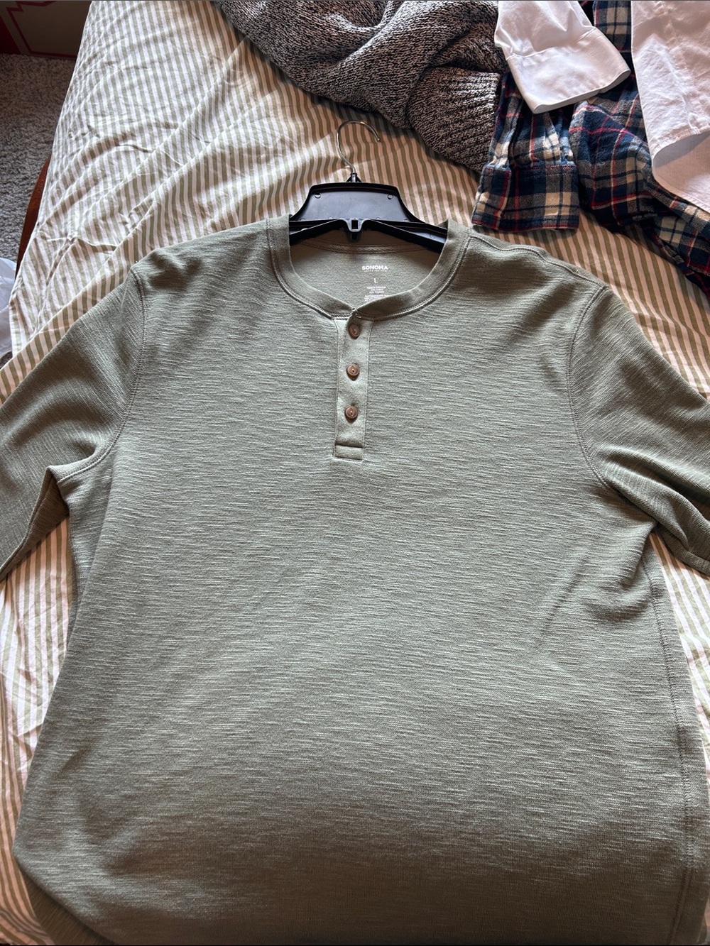 Sonoma Olive Green Long Sleeve Henley